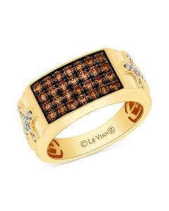 Men's Chocolate Diamond (7/8 ct. t.w.) & Nude Diamond (3/8 ct. t.w.) Cross Cluster Ring in 14k Gold