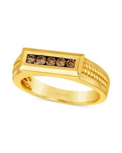 Chocolatier® Men's Chocolate Diamond Rope Design Ring (1/3 ct. t.w.) in 14k Gold