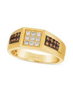 Chocolatier® Men's Chocolate Diamond (1/3 ct. t.w.) & Vanilla Diamond (1/3 ct. t.w.) Cluster Ring in 14k Gold