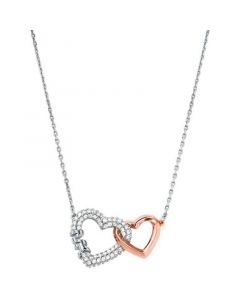 Cubic Zirocnia Pave Interlocking Heart Necklace