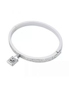 Pave Lock Charm Bangle