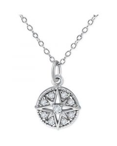 Cubic Zirconia North Star Pendant Necklace in Sterling Silver, 16" + 2" extender, Created for Macy's