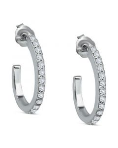 Cubic Zirconia Pavé Extra Small Hoop Earrings in Sterling Silver, 0.5", Created for Macy's