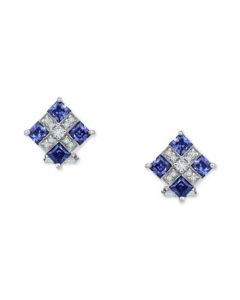 Cubic Zirconia Checkerboard Stud Earrings in Sterling Silver, Created for Macy's