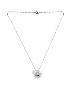 Cubic Zirconia Love Motif Mini Charms 18" Pendant Necklace in Sterling Silver, Created for Macy's