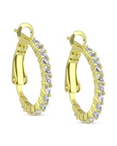 Cubic Zirconia Small Hoop Earrings in 18K Gold-Plated Sterling Silver, 0.75", Created for Macy's