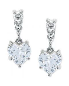 Cubic Zirconia Heart Drop Earrings, Created for Macy's