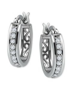 Cubic Zirconia Small Hoop Earrings in Sterling Silver, 0.625", Created for Macy's