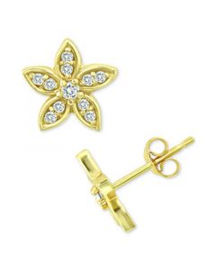 Cubic Zirconia Flower Stud Earrings in 18K Gold-Plated Sterling Silver, Created for Macy's