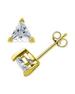 Cubic Zirconia Triangle Stud Earrings in 18k Gold-Plated Sterling Silver, Created for Macy's