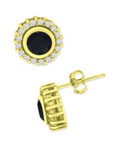 Black & White Cubic Zirconia Halo Stud Earrings in 18k Gold-Plated Sterling Silver, Created for Macy's