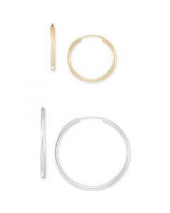 2-Pc. Set Polished Endless Small & Medium Hoop Earrings