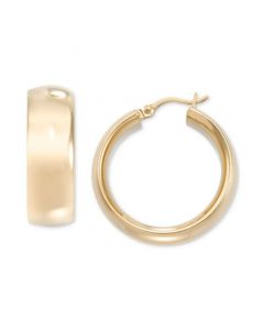 Wide Polished Small Hoop Earrings in 14k Gold-Plated Sterling Silver, 20mm