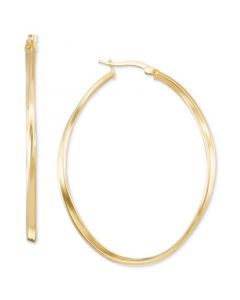 Oval Twist Medium Hoop Earrings in 14k Gold-Plated Sterling Silver, 50mm