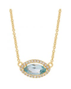 Blue Topaz (1-1/5 ct. t.w.) & Lab Created White Sapphire (1/8 ct. t.w.) Evil Eye 18" Pendant Necklace in 14k Gold-Plated Sterling Silver