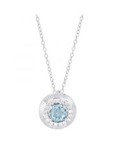 Blue Topaz (1/2 ct. t.w.) & Lab Created White Sapphire (1/6 ct. t.w.) Halo 18" Pendant Necklace in Sterling Silver