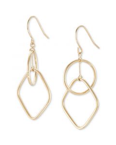 Polished Interlocking Geometric Drop Earrings in 14k Gold