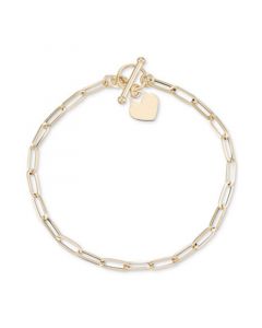 Heart Tag Paperclip Link Toggle Bracelet in 10k Gold