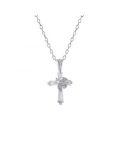 Gianni Bernini Cubic Zirconia Dove Cross Pendant Necklace (0.76 ct. t.w.) in Sterling Silver