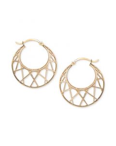 Crisscross Graduated Small Hoop Earrings in 10k Gold, 1"