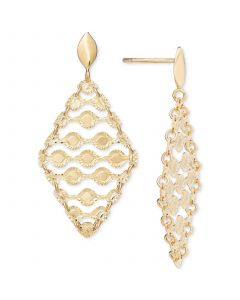 Textured Openwork Geometric Drop Earrings in 10k Gold