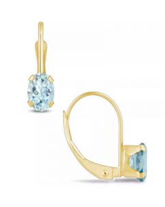 Aquamarine (9/10 Ct. T.W.) Leverback Earrings in 10K Yellow Gold or White Gold