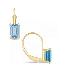 Aquamarine (1-1/10 Ct. T.W.) Leverback Earrings in 10K Yellow Gold or White Gold