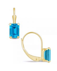 Gemstone Leverback Earrings in 10K Yellow Gold