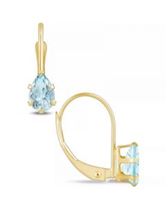 Aquamarine (3/4 Ct. T.W.) Leverback Earrings in 10K Yellow Gold or White Gold