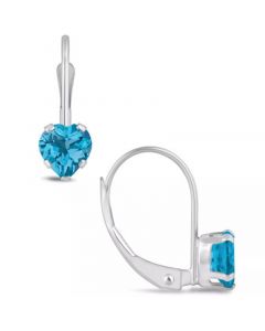 Gemstone Leverback Earrings in 10K White Gold