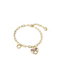 Sterling Silver Gold Plated Heart Paper Clip Chains Bracelet