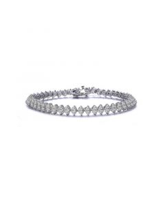 Sterling Silver Heart Shaped Clear Cubic Zirconia Tennis Bracelet