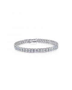 Sterling Silver Cubic Zirconia Princess-cut Tennis Bracelet