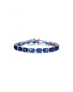 Sterling Silver Blue Cubic Zirconia Tennis Bracelet