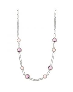 Amethyst (6 ct. t.w.) & Rose Quartz (3 ct. t.w.) Paperclip Link Collar Necklace, 18" + 2" extender