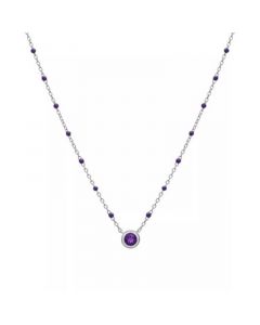 Birthstone Gemstone Necklace in Sterling Silver, 16" + 2" extender