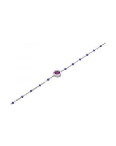 Amethyst (1/6 ct. t.w.) & Enamel Bead Link Bracelet in Sterling Silver