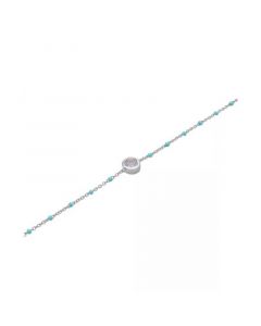 Aquamarine (1/5 ct. t.w.) & Enamel Bead Link Bracelet in Sterling Silver (Also in Additional Gemstones)