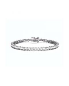 Sterling Silver with Rhodium Plated Clear Cubic Zirconia Tennis Bracelet