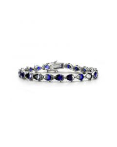 Sterling Silver Blue Cubic Zirconia Pear-cut Bracelet