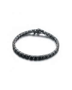 Sterling Silver Black Plated Black Cubic Zirconia Tennis Bracelet