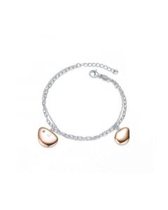 Classy Sterling Silver Rose Gold Plated Charms Link Bracelet.