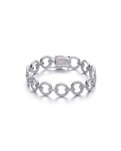 Sterling Silver Cubic Zirconia Circle Link Bracelet