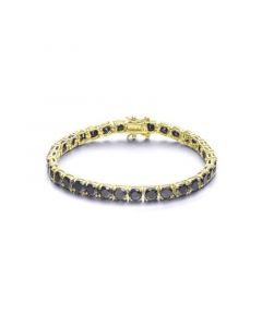 Sterling Silver 14K Gold-Plated Black  Cubic Zirconia Tennis Bracelet