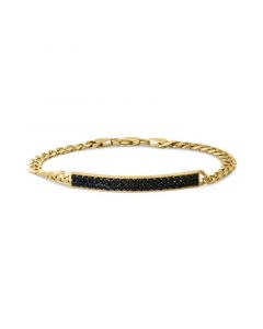 EFFY® Men's Black Spinel Cluster Plate Link Bracelet (2-3/8 ct. t.w.) in 14k Gold-Plated Sterling Silver