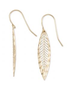 Textured Openwork Leaf Drop Earrings in 10k Gold