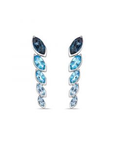 Sterling Silver Elegant Ombre Blue Topaz Marquise Bezel Set Drop Earrings Featuring Sky, Swiss and London Blues