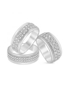 Men's Diamond Double Row Rings in 10k White Gold