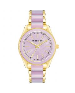 Women's Gold-Tone Alloy with Lavender Plastic Boyfriend Bracelet Watch, 37.5mm