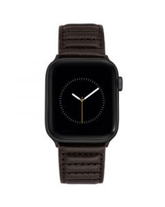 Men's Black Premium Leather Band with Stitched Pattern 42mm, 44mm, 45mm, Ultra 49mm Apple Watch